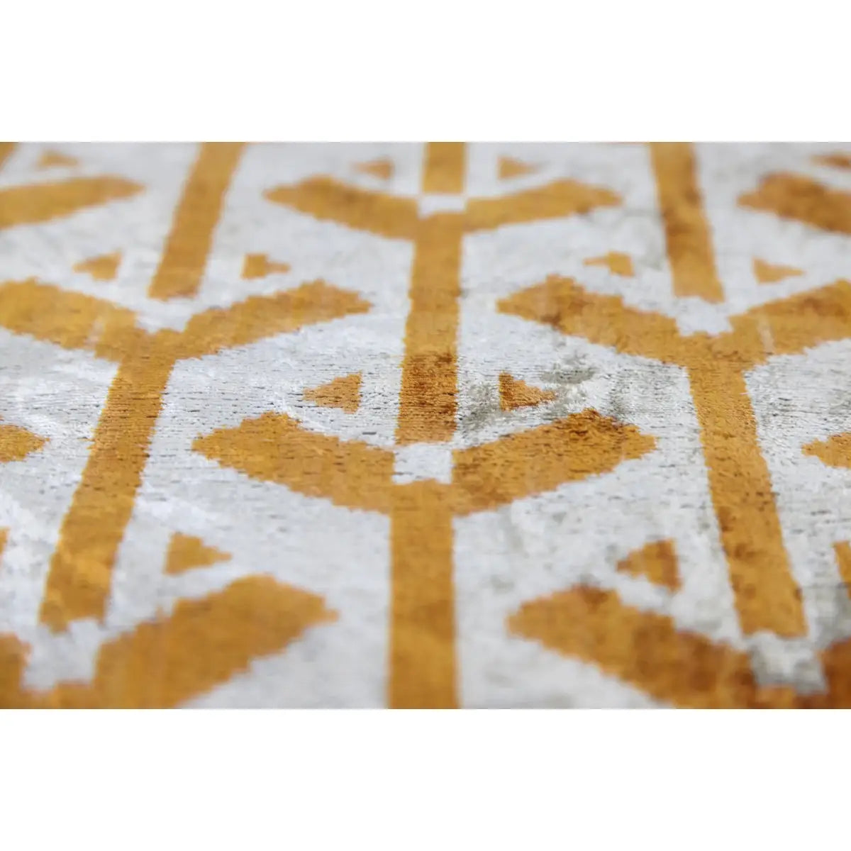 Luxury Silk Velvet Pillow – Gold & Ivory Tribal Lumbar 16x24’’ - Canvello