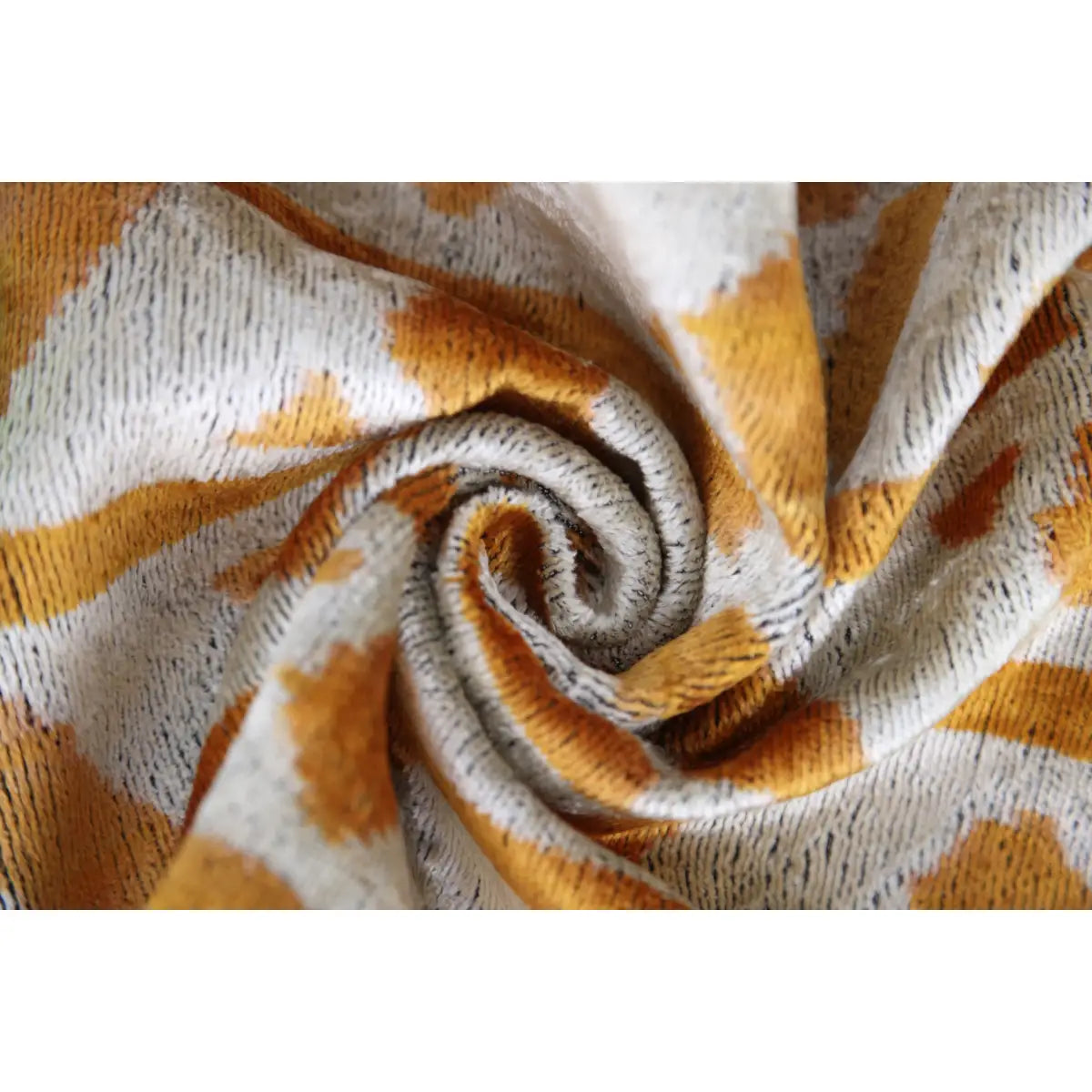 Luxury Silk Velvet Pillow – Gold & Ivory Tribal Lumbar 16x24’’ - Canvello