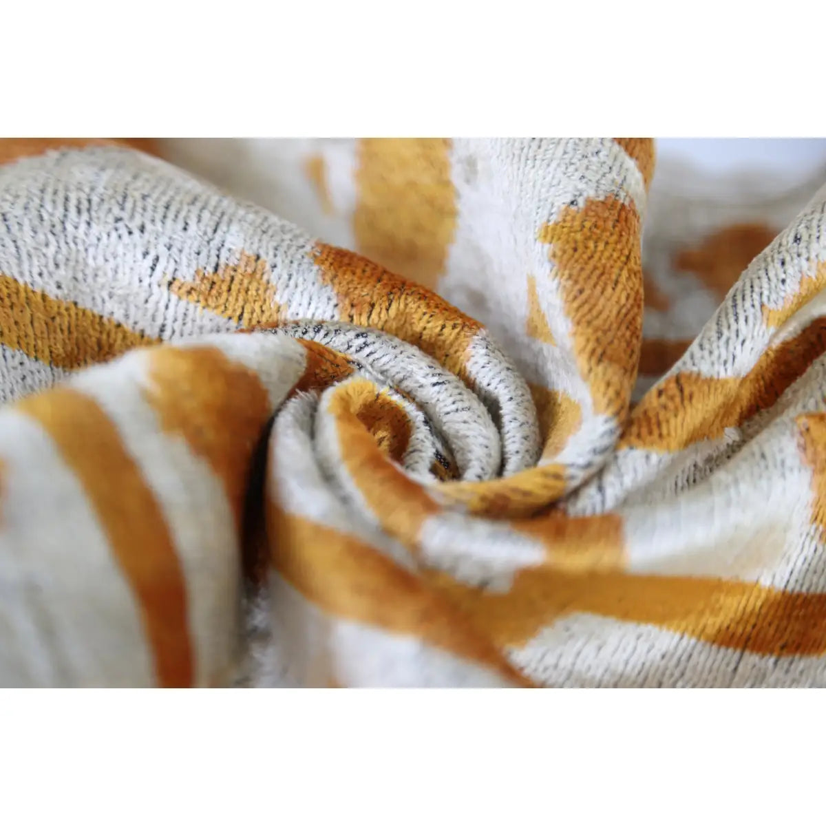 Luxury Silk Velvet Pillow – Gold & Ivory Tribal Lumbar 16x24’’ - Canvello