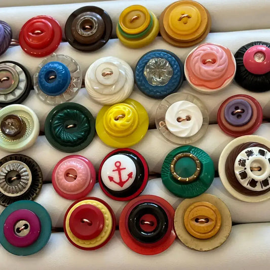 Handmade Vintage Button Ring - Mystery Color - sizes 5-9 - Open Window Studios