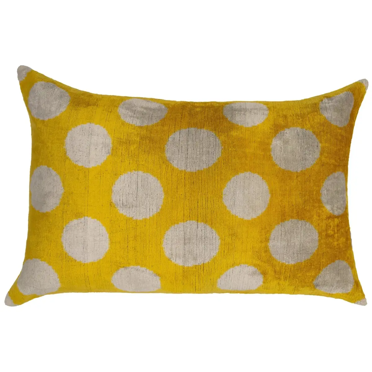 Handmade Yellow Polka Dot Throw Pillow - 16x24 inch Vegetable Dyed with Premium Down Feather Insert - Canvello