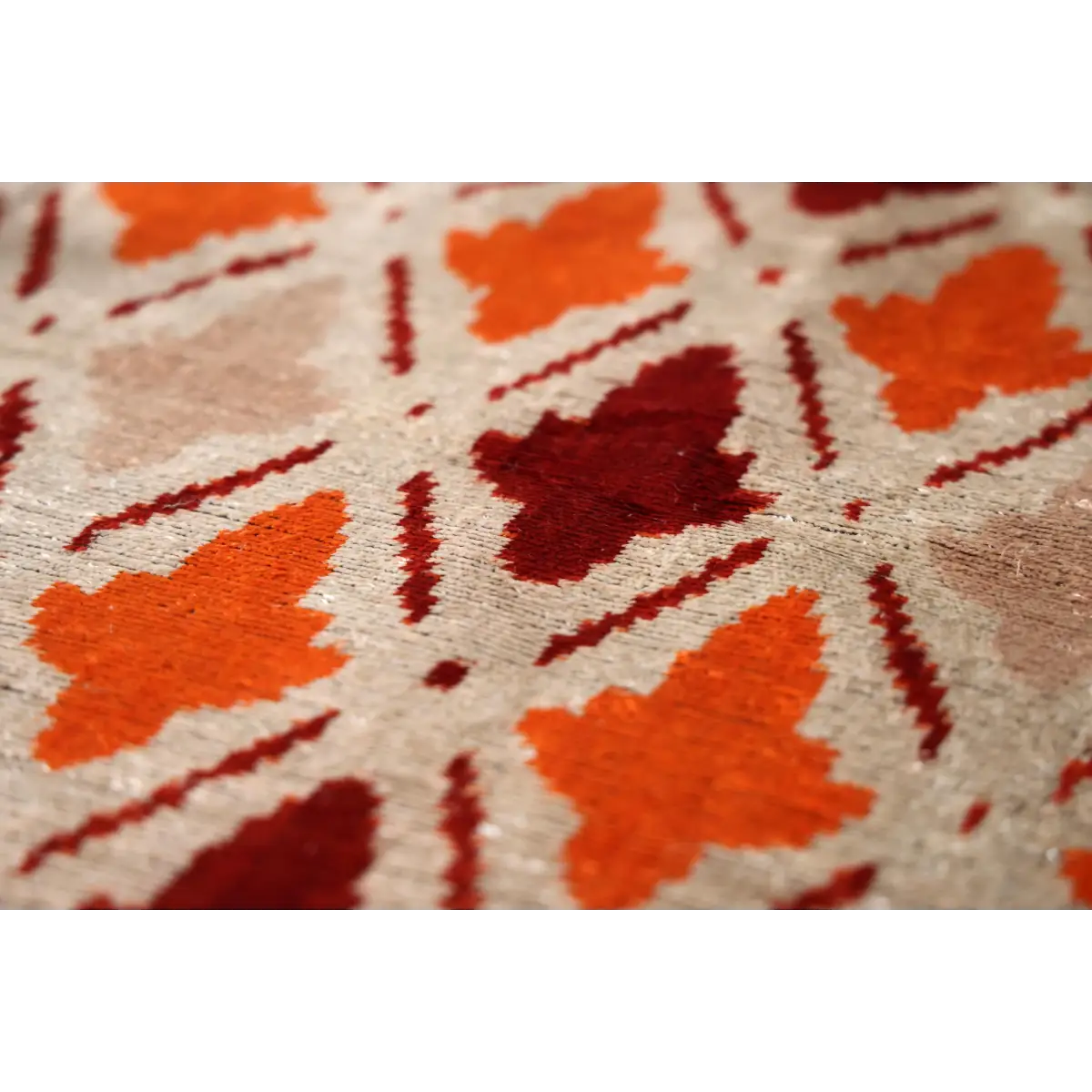 Handwoven Ikat Silk Velvet Throw Pillow 20x20 – Terracotta Rust & Ivory - Canvello