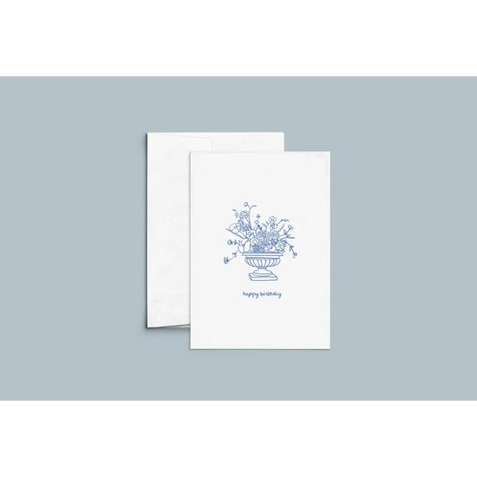 Happy Birthday Letterpress Card - Flowers in Urn - Cate Paper Co.