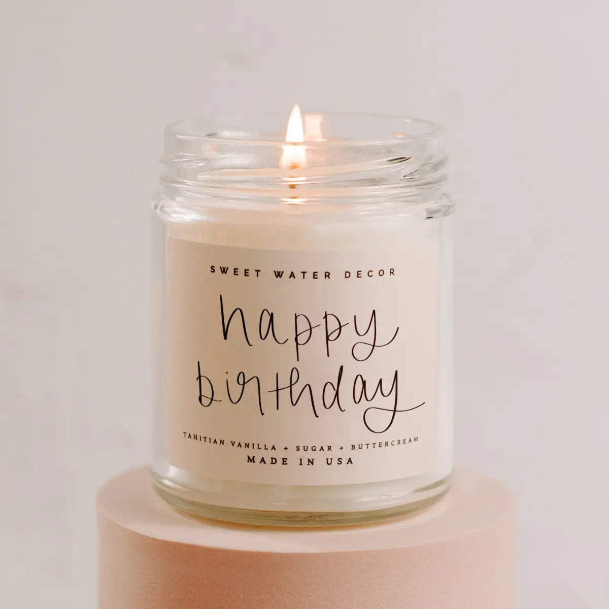 Happy Birthday Soy Candle - Clear Jar - 9 oz - Sweet Water Decor
