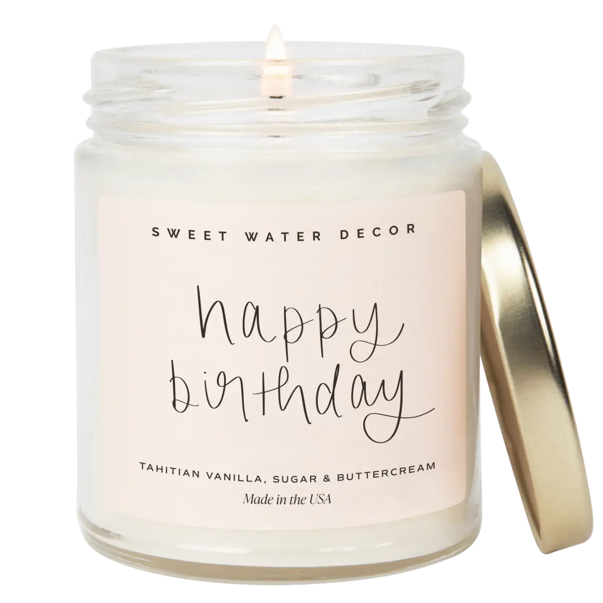 Happy Birthday Soy Candle - Clear Jar - 9 oz - Sweet Water Decor