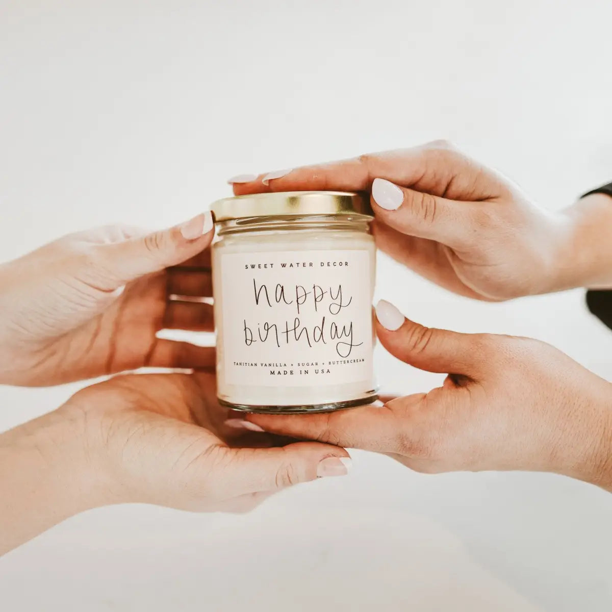 Happy Birthday Soy Candle - Clear Jar - 9 oz - Sweet Water Decor