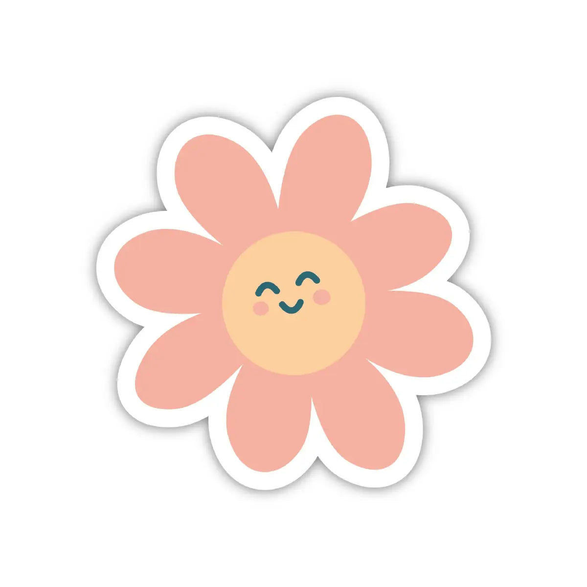 Happy Vinyl Sticker - Happy Pink Flower - JasmineTreeDesign