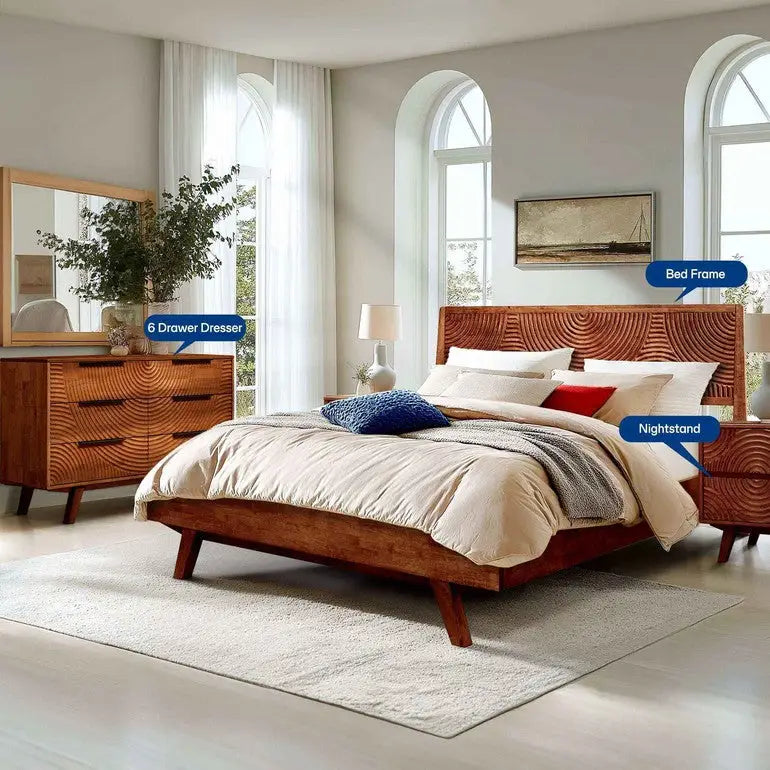 Harmony Solid Wood Dresser with 6 Drawers - Megsu