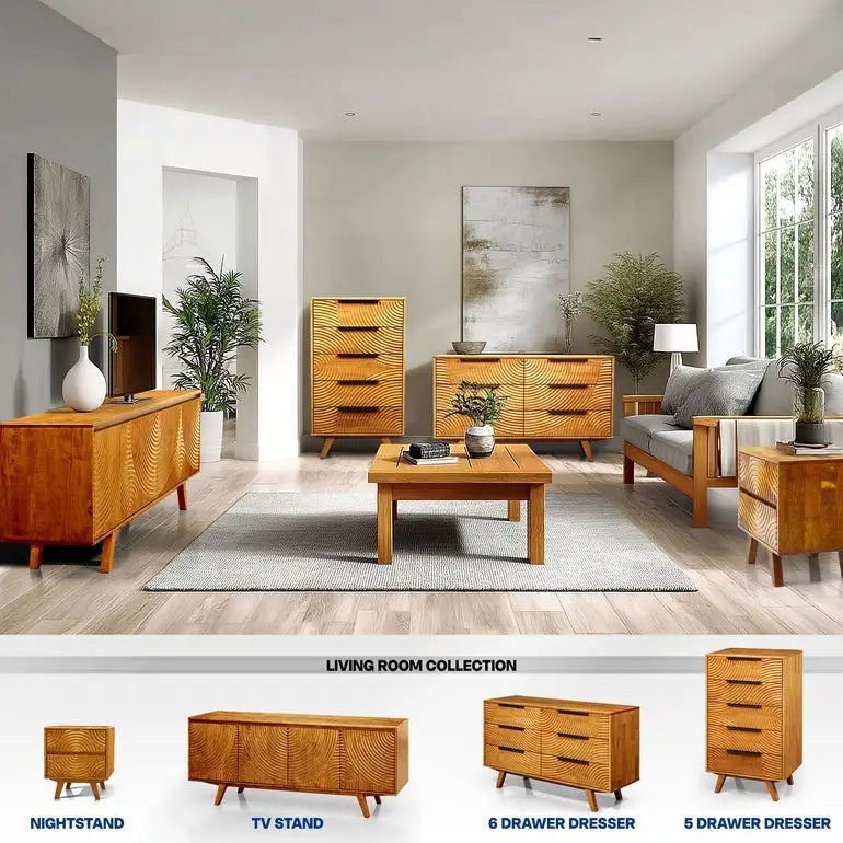 Harmony Solid Wood Dresser with 6 Drawers - Megsu