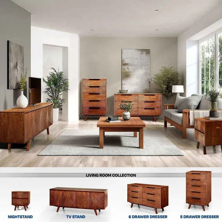 Harmony Solid Wood Dresser with 6 Drawers - Megsu