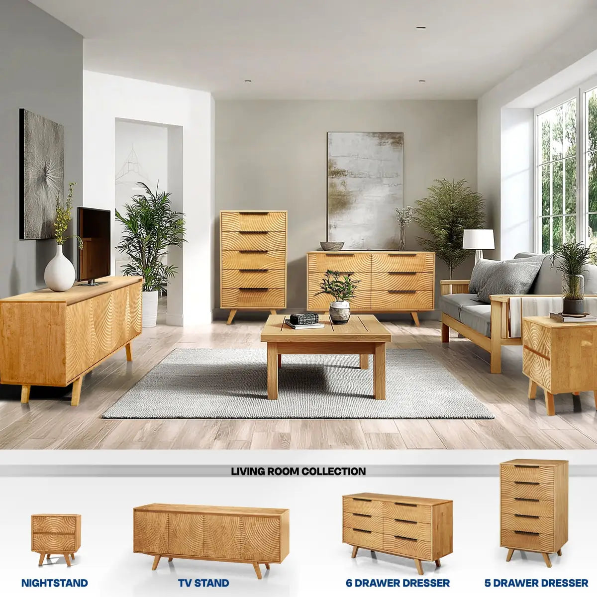 Harmony Solid Wood Dresser with 6 Drawers - Megsu