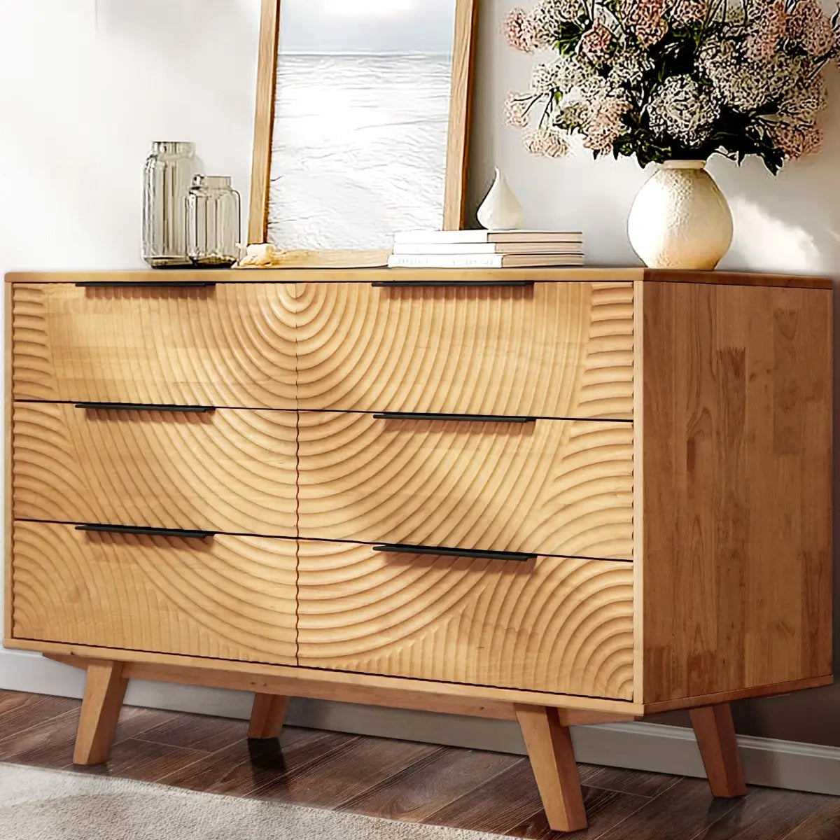 Harmony Solid Wood Dresser with 6 Drawers - Megsu