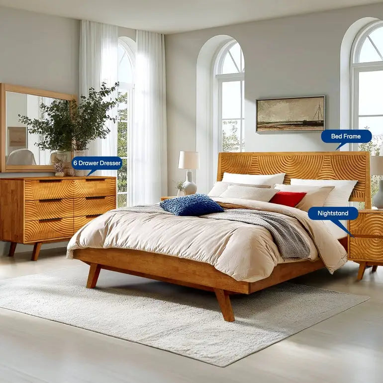Harmony Solid Wood Dresser with 6 Drawers - Megsu