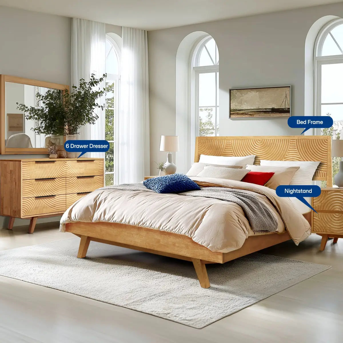 Harmony Solid Wood Dresser with 6 Drawers - Megsu