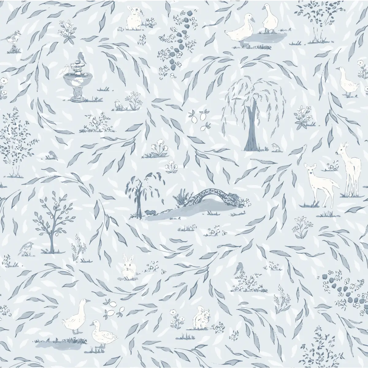 Harmony Wallpaper - Garden Paths - by Melissa Johnson - Sample 1 foot by 1 foot / Blue - Loomwell Home Goods
