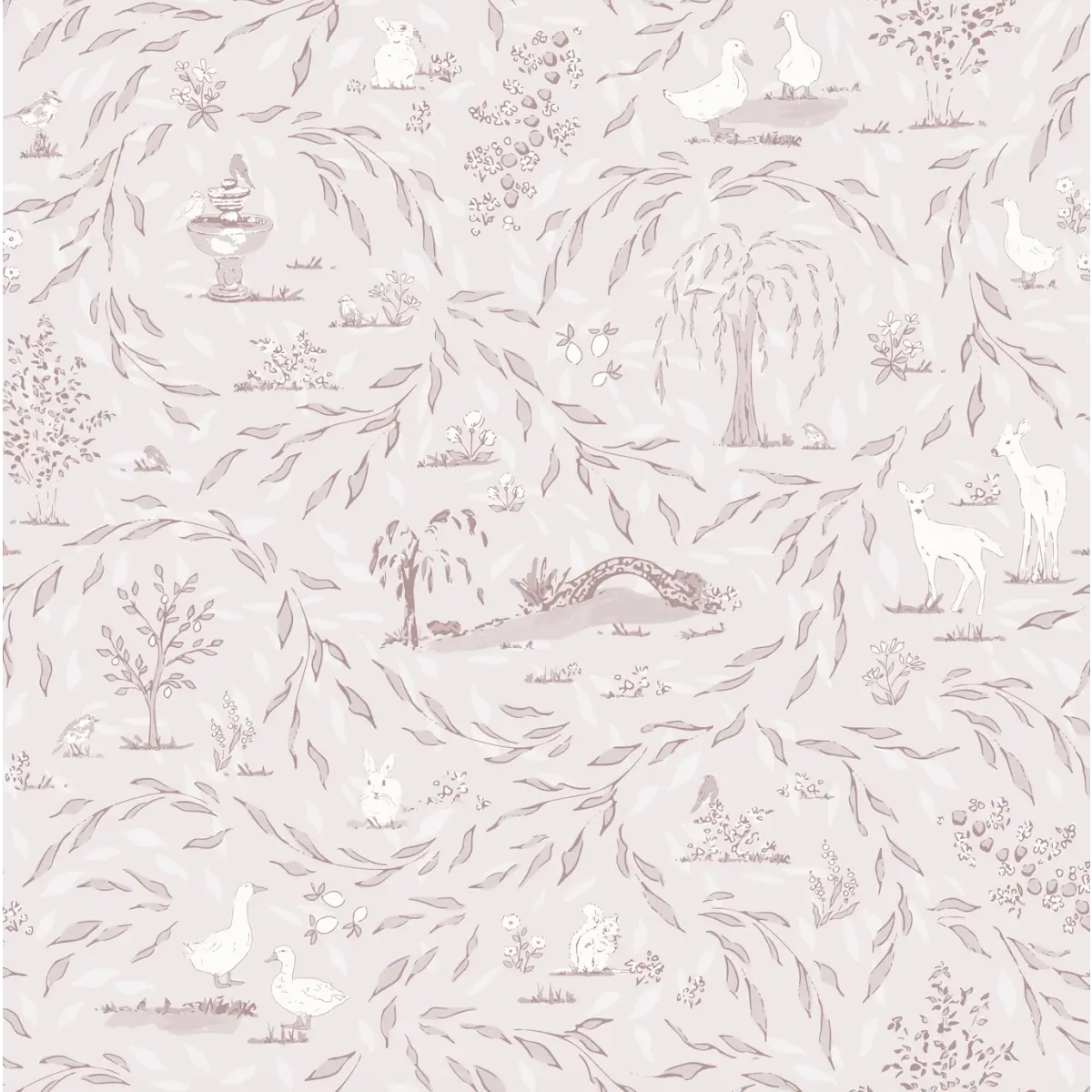 Harmony Wallpaper - Garden Paths - by Melissa Johnson - Sample 1 foot by 1 foot / Pink - Loomwell Home Goods