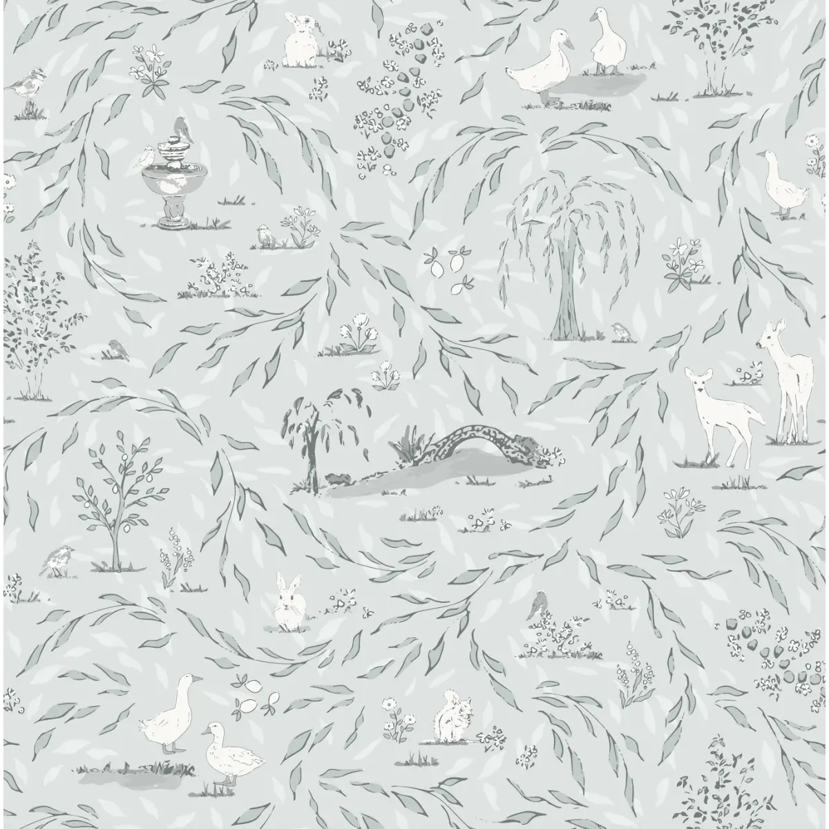 Harmony Wallpaper - Garden Paths - by Melissa Johnson - Sample 1 foot by 1 foot / Sage - Loomwell Home Goods