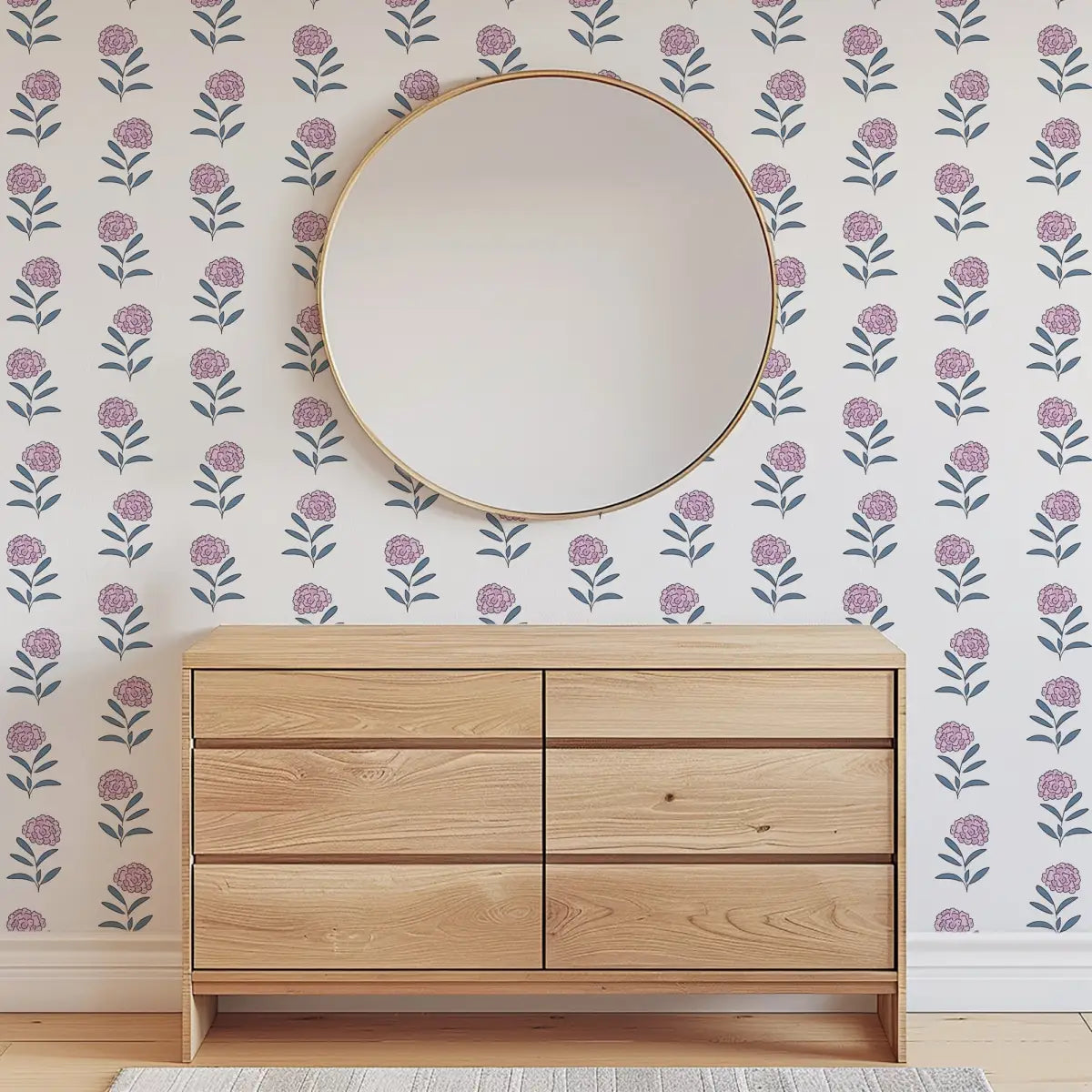 Harriet Wallpaper - Simple Hydrangea - by Samantha Dara - Loomwell Home Goods