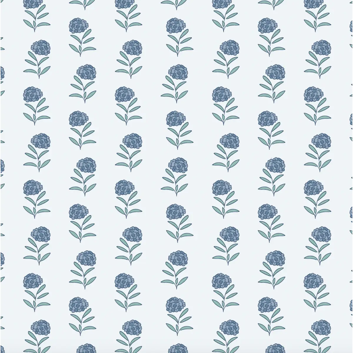 Harriet Wallpaper - Simple Hydrangea - by Samantha Dara - Sample 1 foot by 1 foot / Light Blue - Loomwell Home Goods