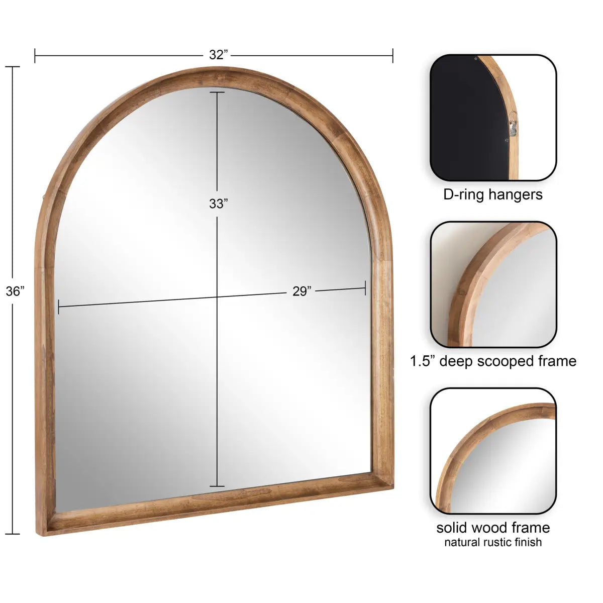 Hatherleigh Arch Wood Wall Mirror - kateandlaurel