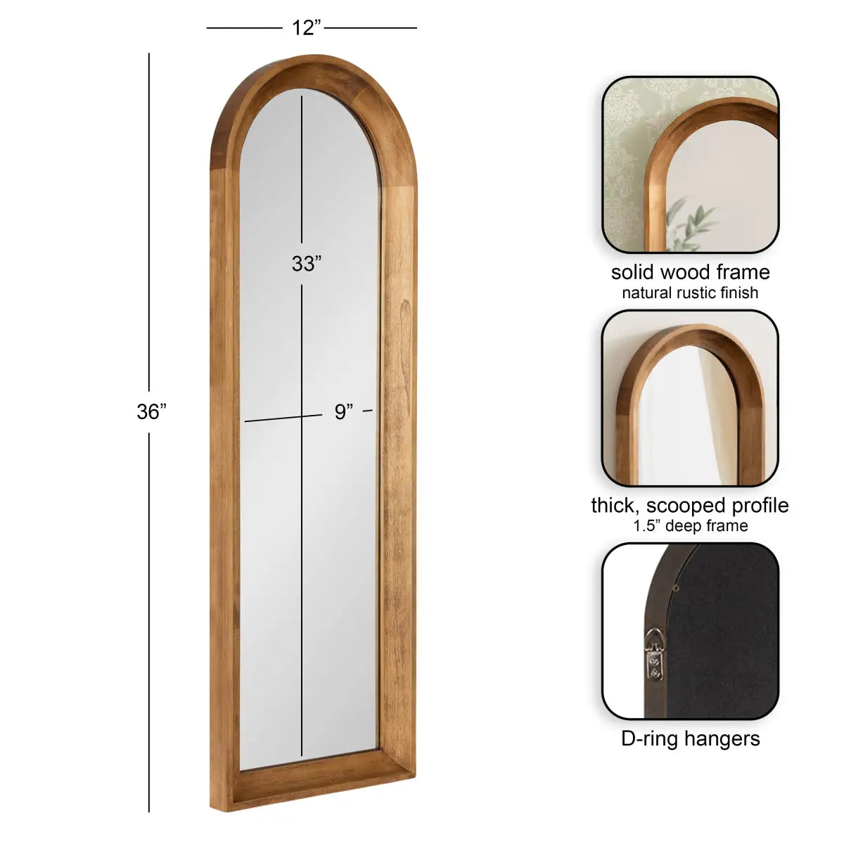 Hatherleigh Arch Wood Wall Mirror - kateandlaurel