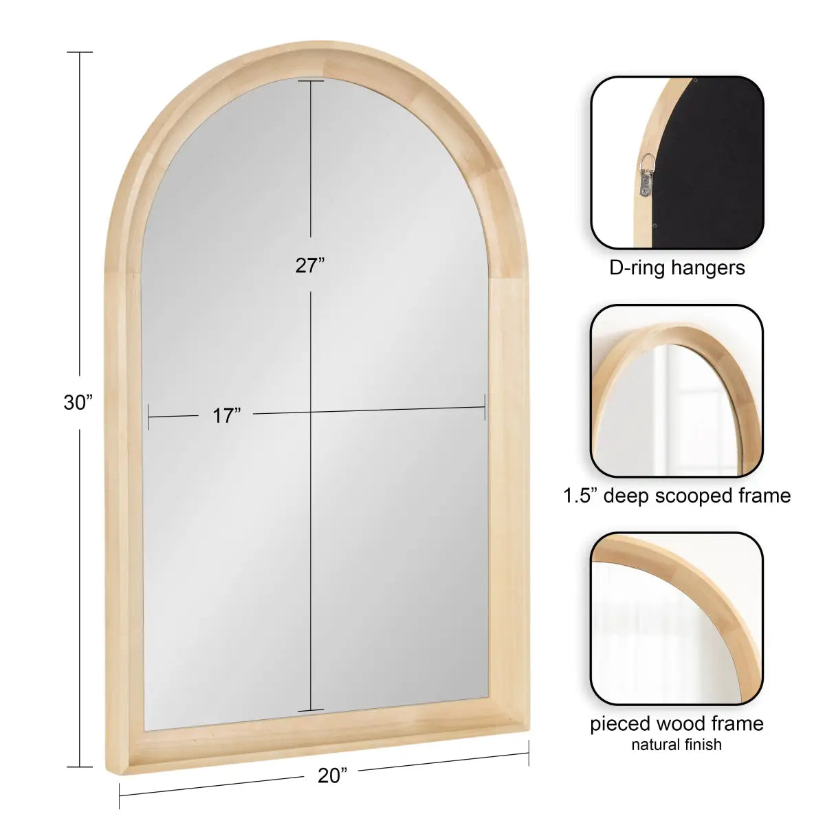 Hatherleigh Arch Wood Wall Mirror - kateandlaurel