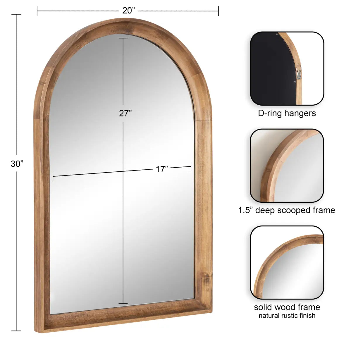 Hatherleigh Arch Wood Wall Mirror - kateandlaurel