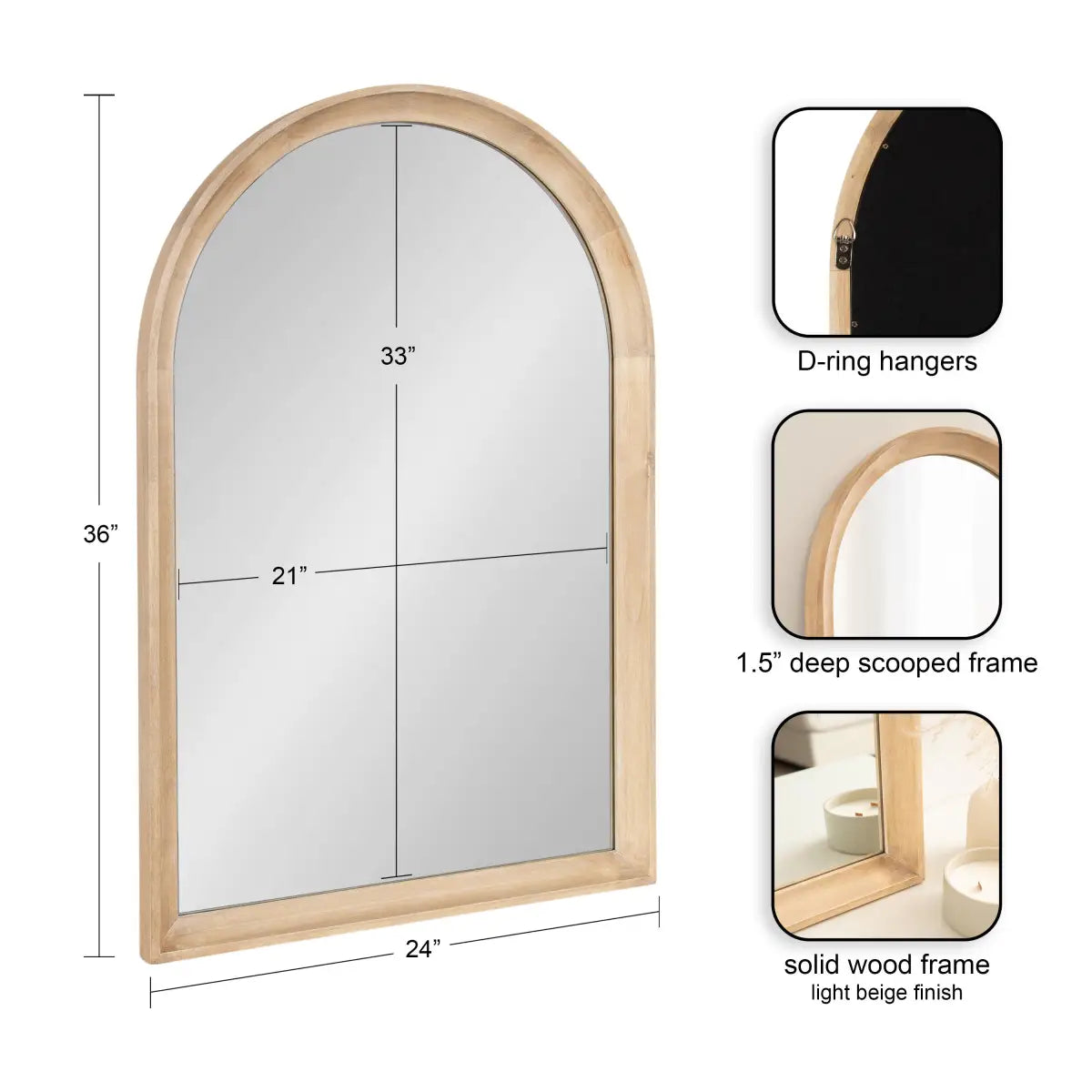 Hatherleigh Arch Wood Wall Mirror - kateandlaurel