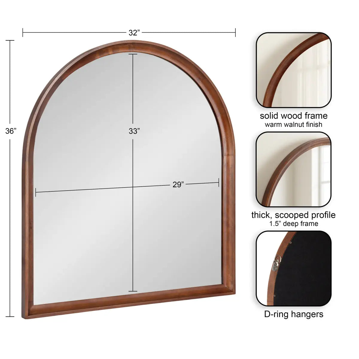 Hatherleigh Arch Wood Wall Mirror - kateandlaurel
