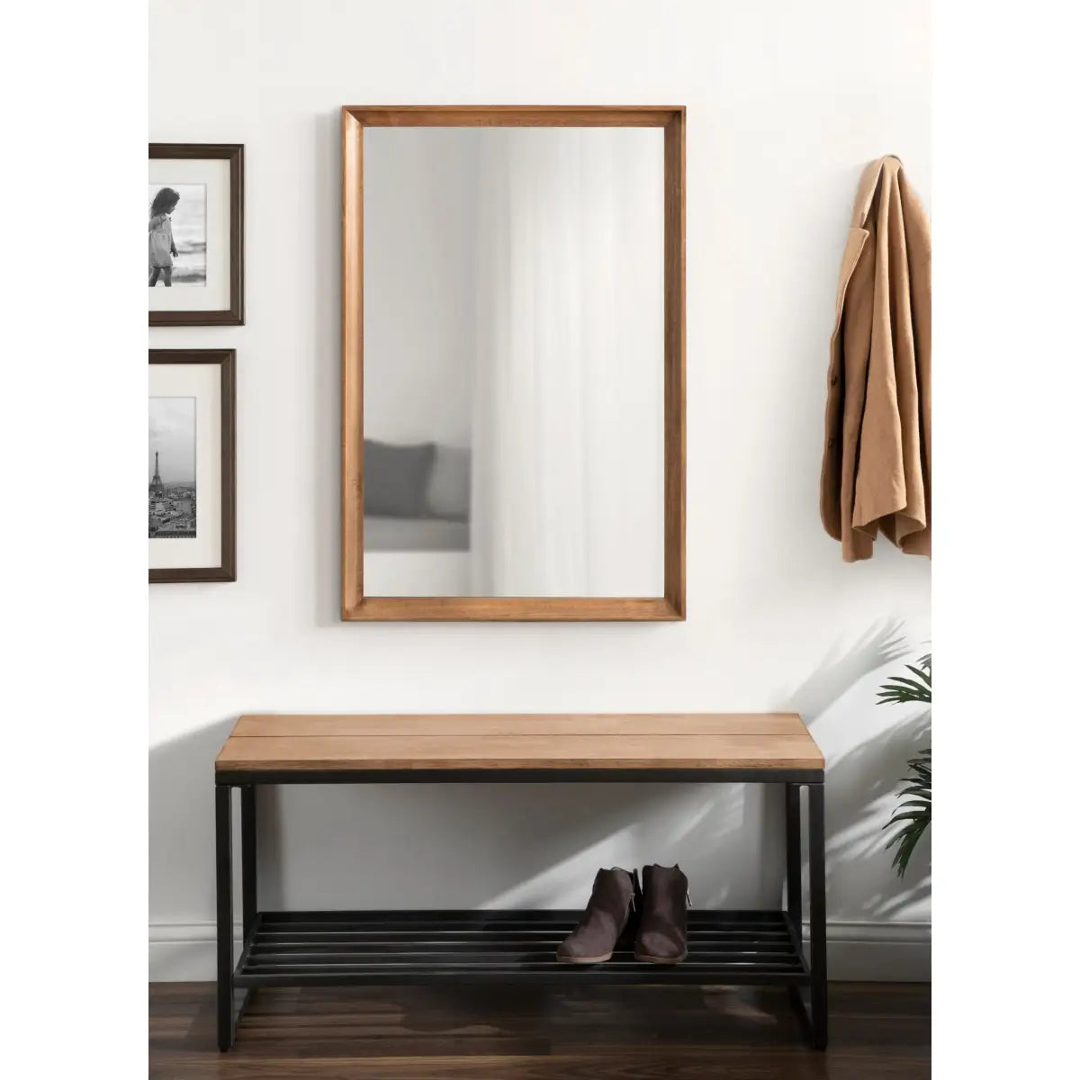 Hatherleigh Rectangle Wood Wall Mirror - Rustic Brown / 24x36 - kateandlaurel