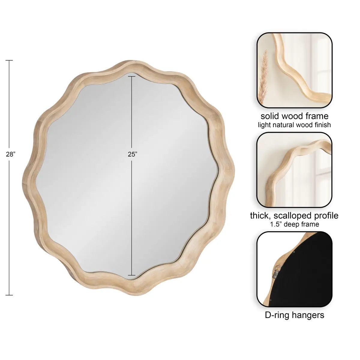 Hatherleigh Round Scallop Mirror - kateandlaurel