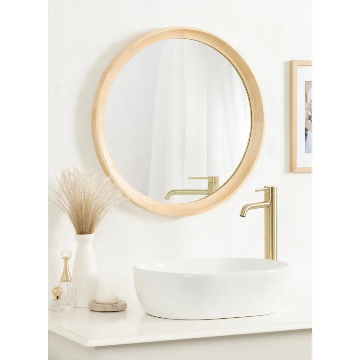 Hatherleigh Round Wood Wall Mirror - kateandlaurel