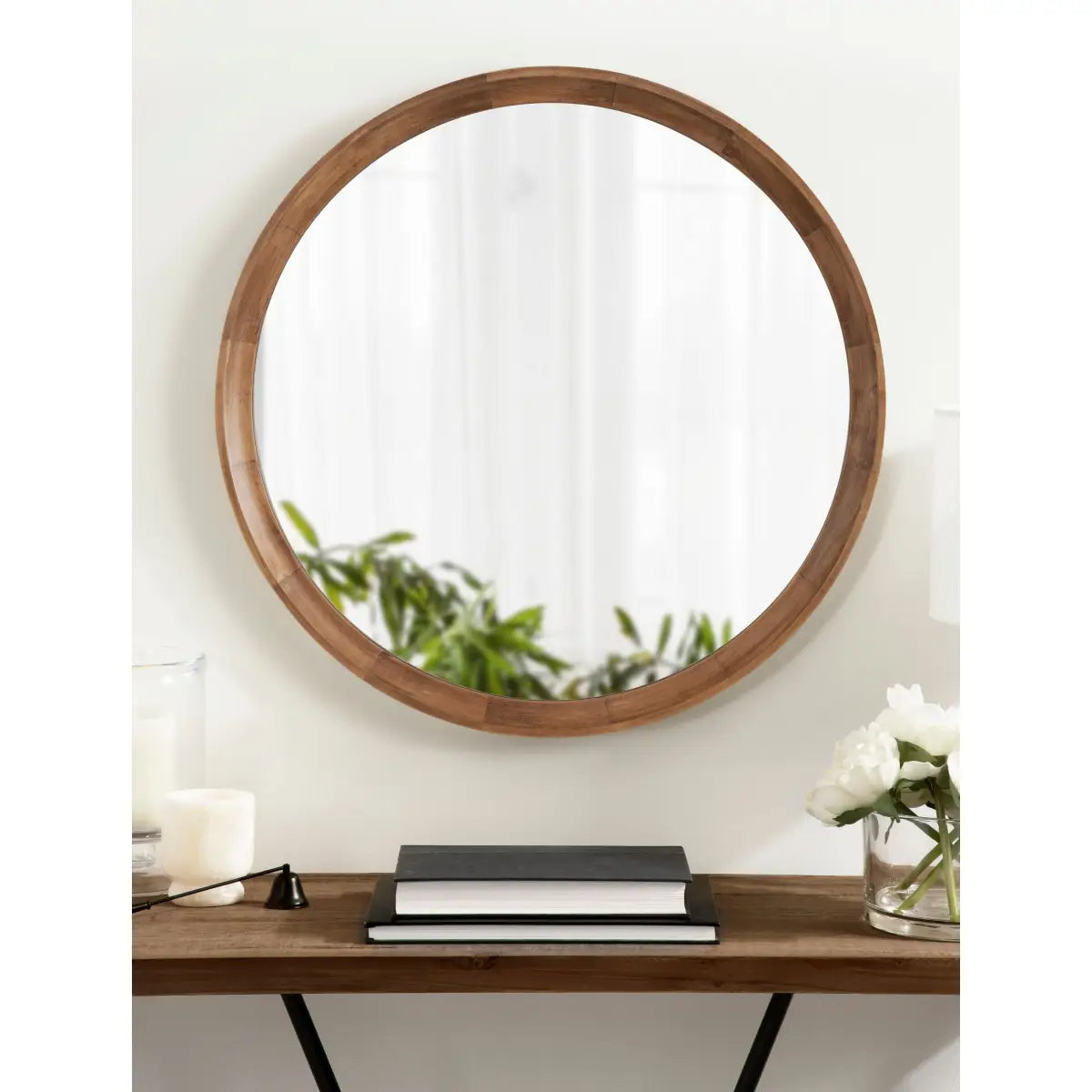 Hatherleigh Round Wood Wall Mirror - kateandlaurel
