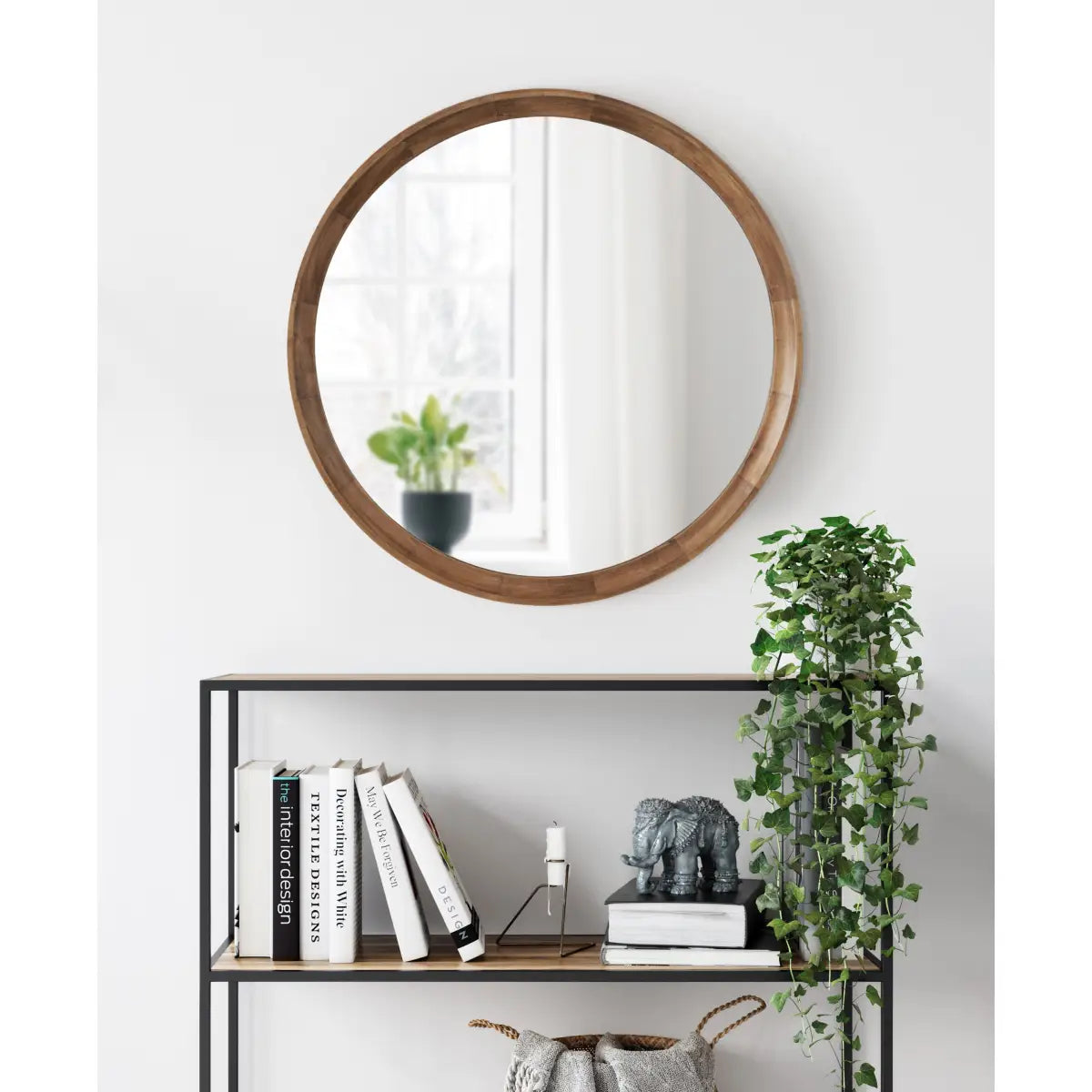 Hatherleigh Round Wood Wall Mirror - kateandlaurel