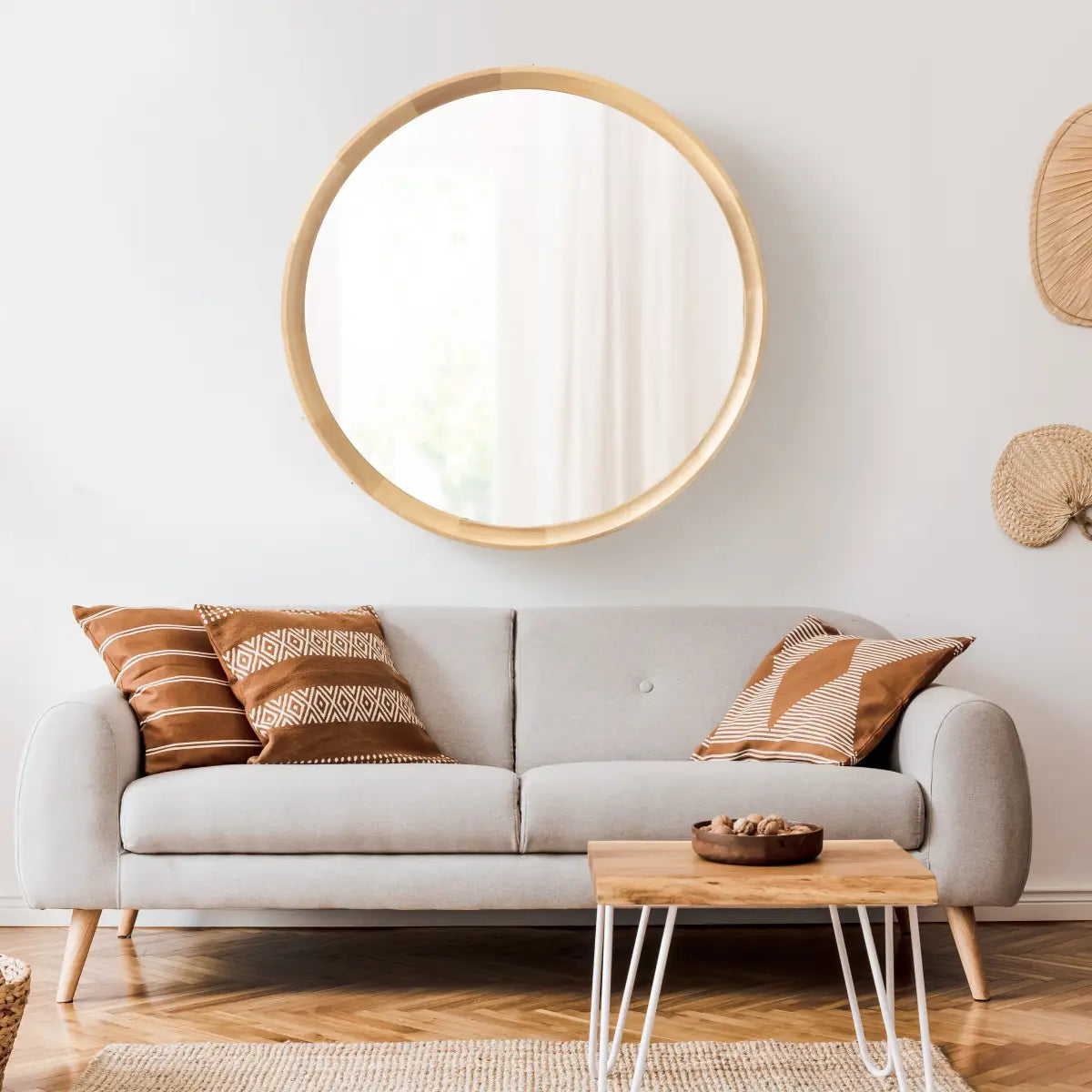 Hatherleigh Round Wood Wall Mirror - kateandlaurel