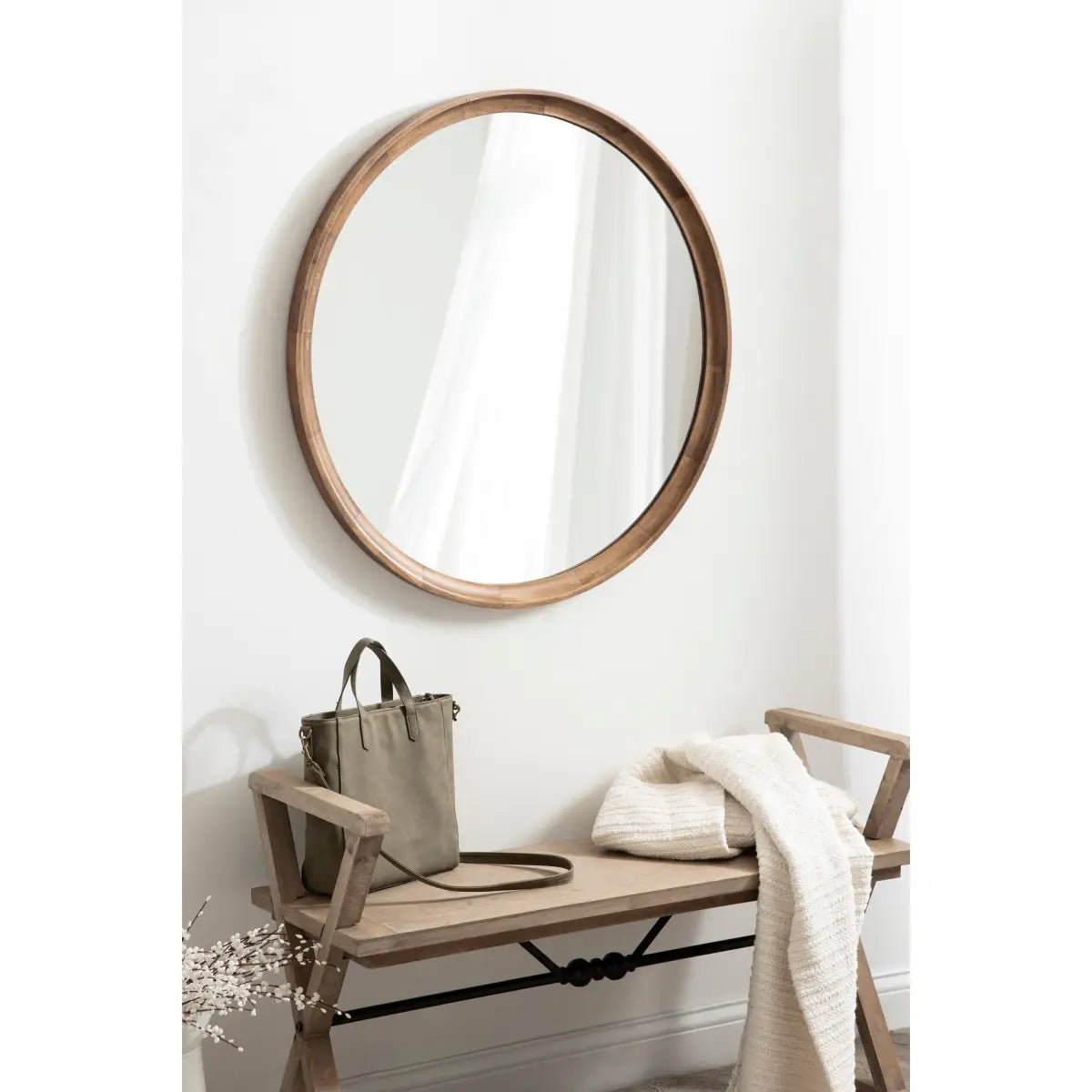 Hatherleigh Round Wood Wall Mirror - kateandlaurel