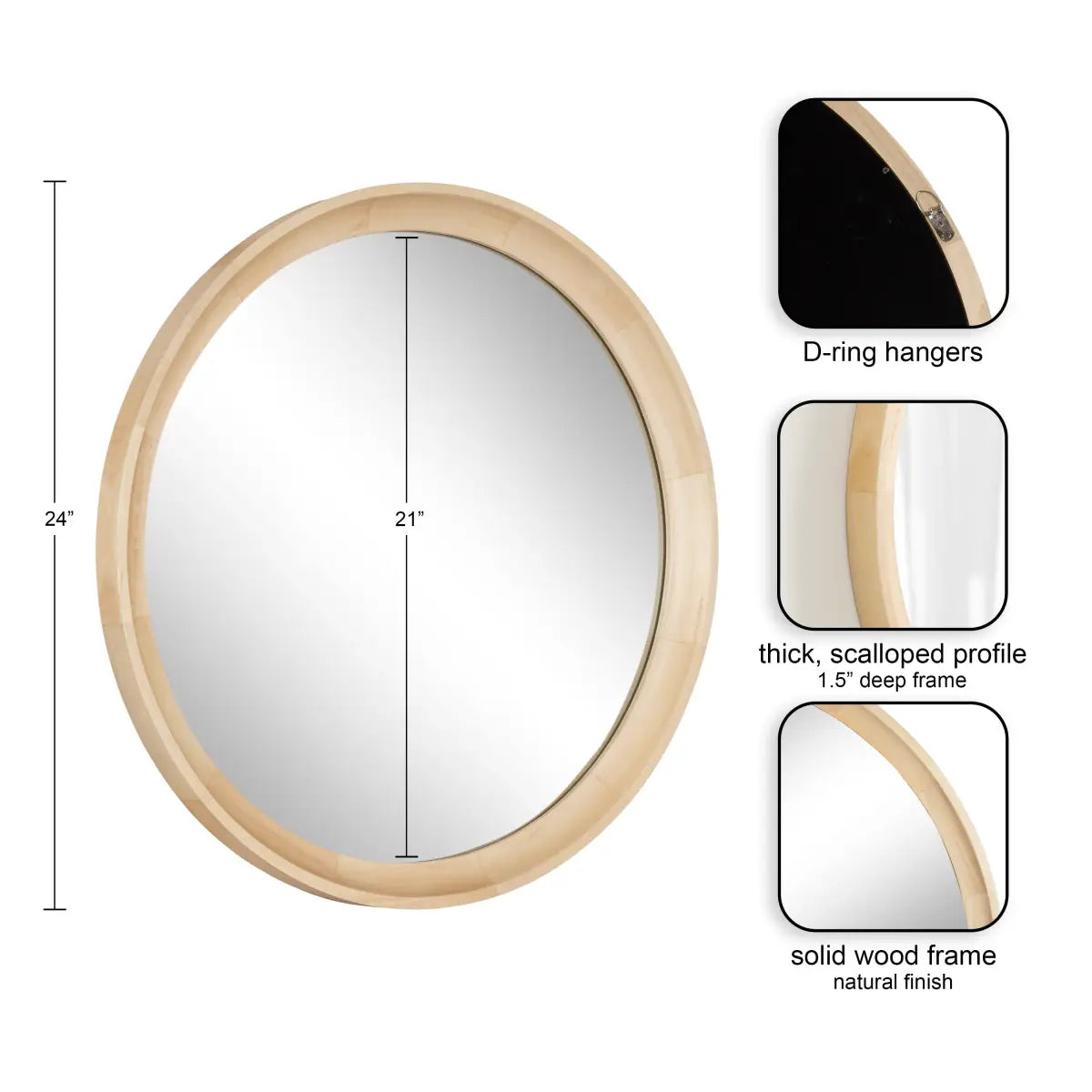 Hatherleigh Round Wood Wall Mirror - kateandlaurel