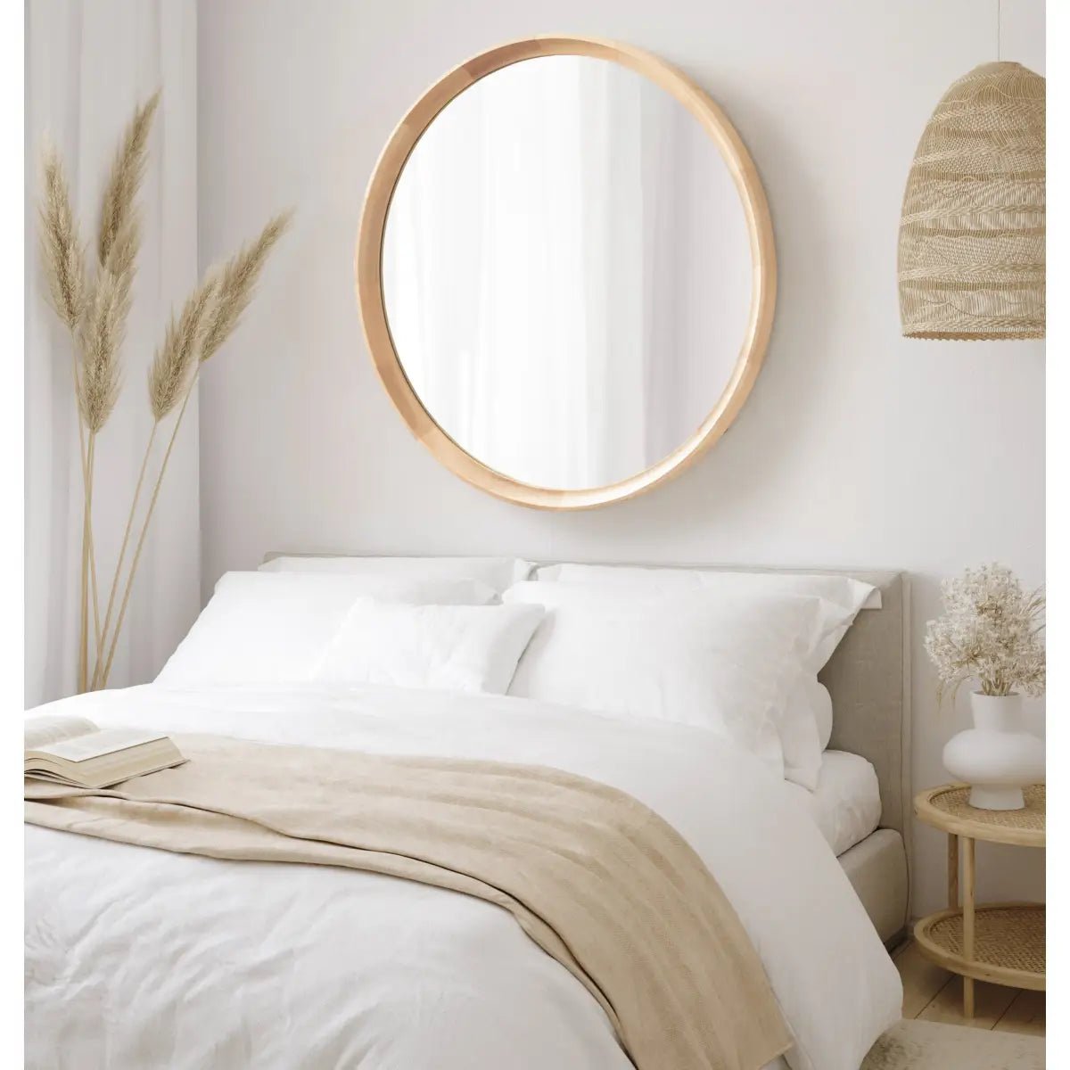 Hatherleigh Round Wood Wall Mirror - kateandlaurel