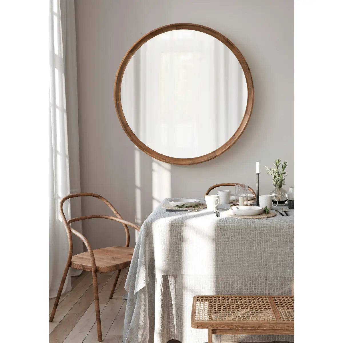 Hatherleigh Round Wood Wall Mirror - kateandlaurel