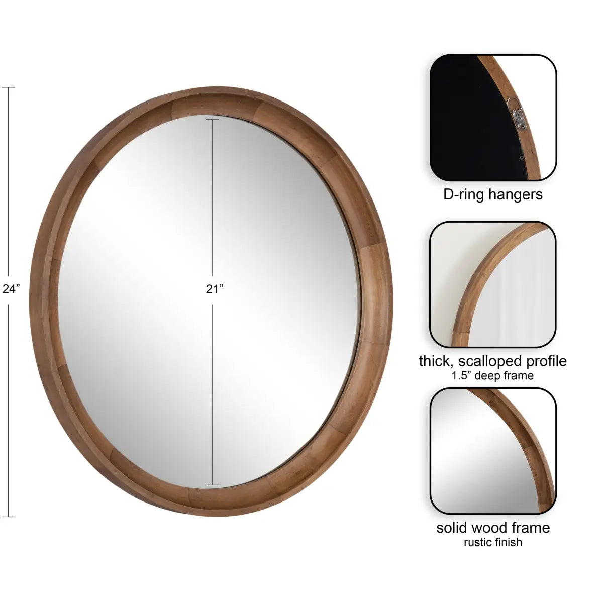 Hatherleigh Round Wood Wall Mirror - kateandlaurel