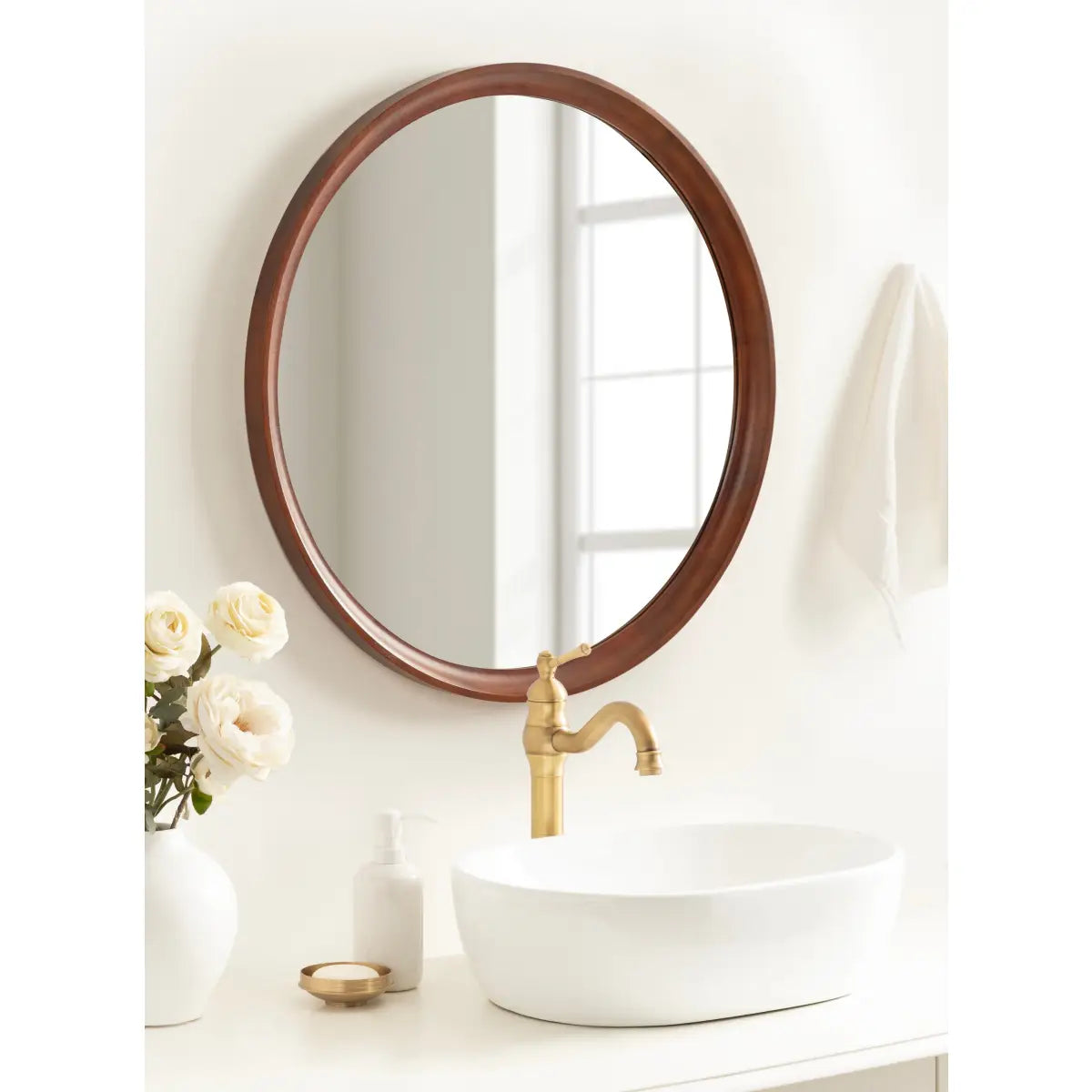 Hatherleigh Round Wood Wall Mirror - kateandlaurel