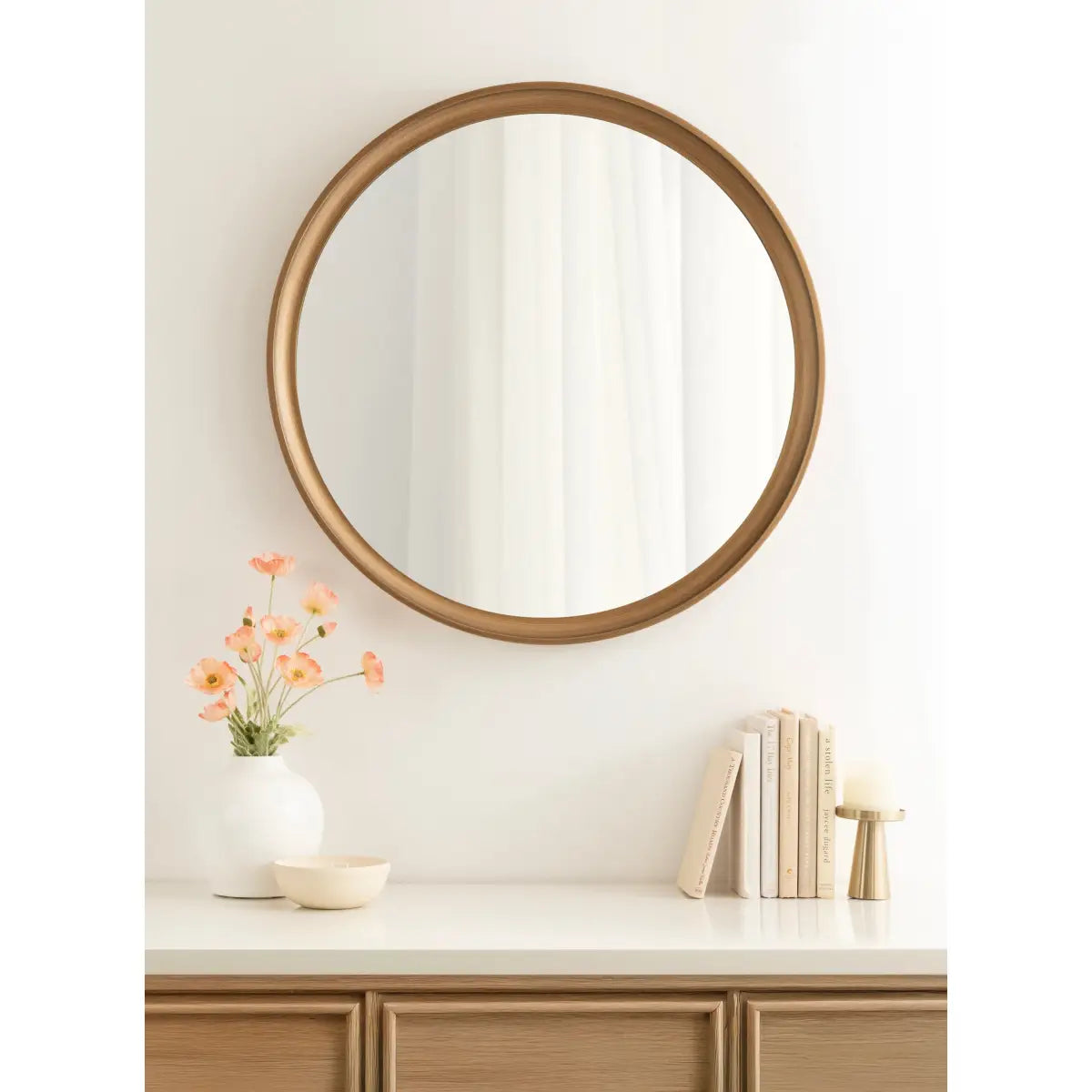 Hatherleigh Round Wood Wall Mirror - kateandlaurel