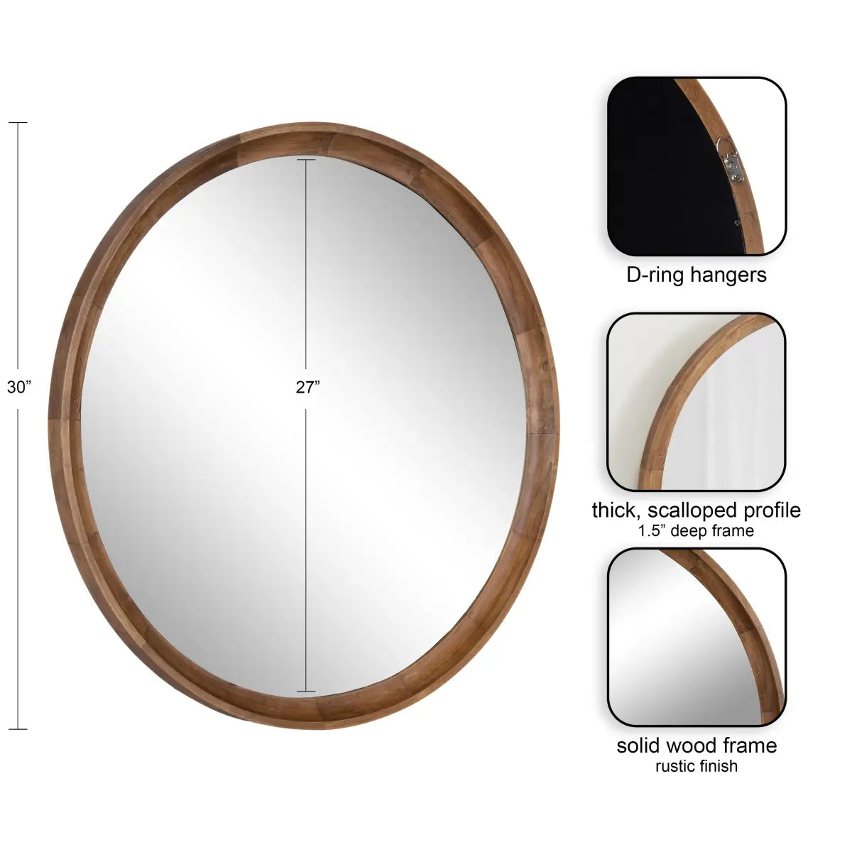 Hatherleigh Round Wood Wall Mirror - kateandlaurel