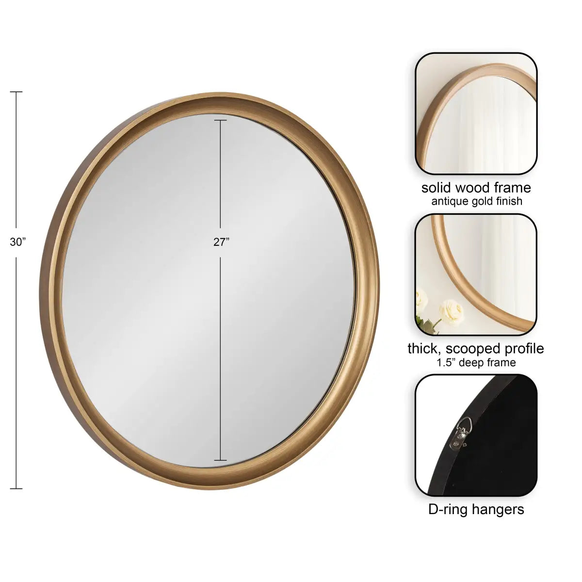 Hatherleigh Round Wood Wall Mirror - kateandlaurel