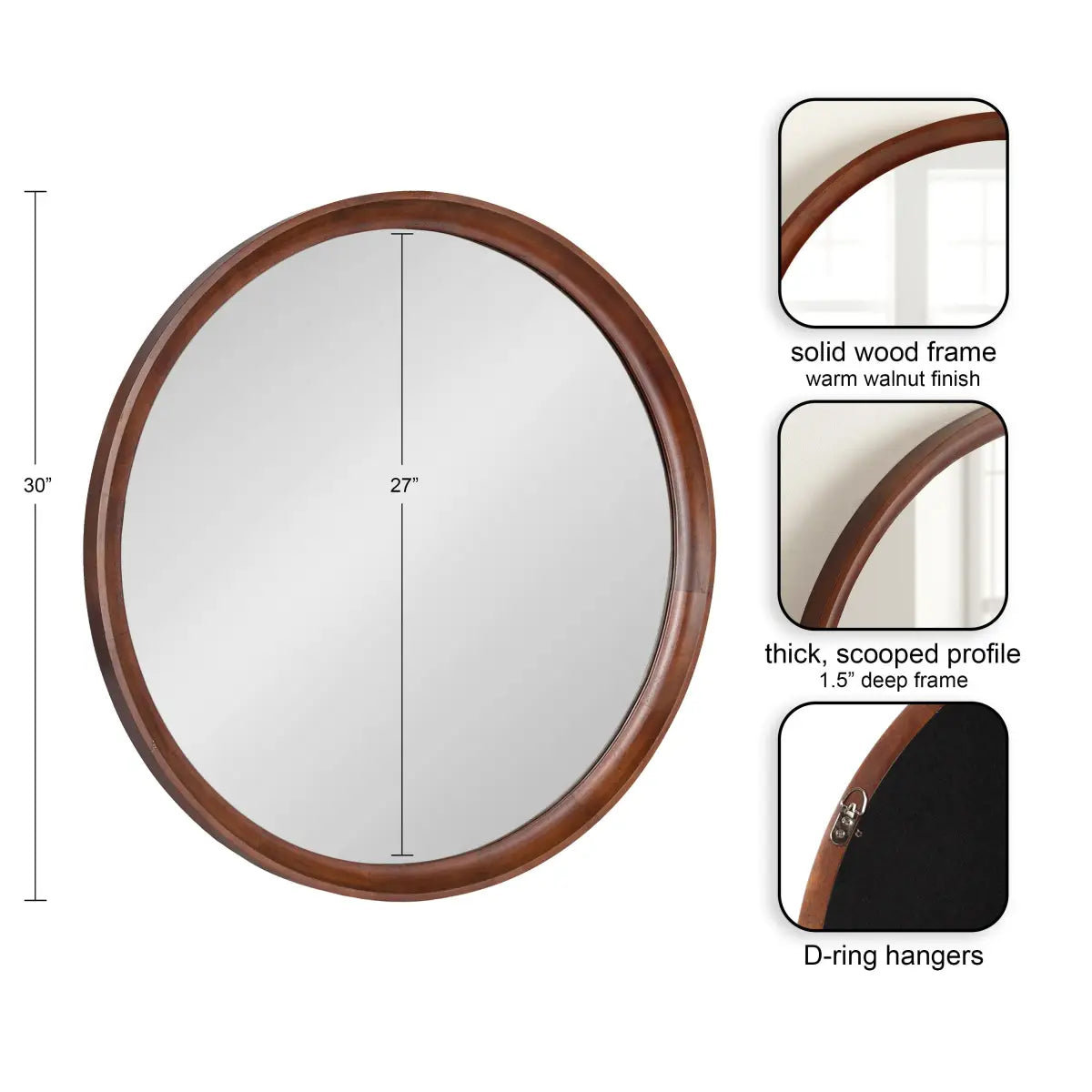 Hatherleigh Round Wood Wall Mirror - kateandlaurel