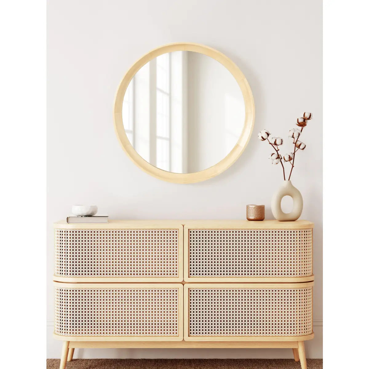 Hatherleigh Round Wood Wall Mirror - kateandlaurel
