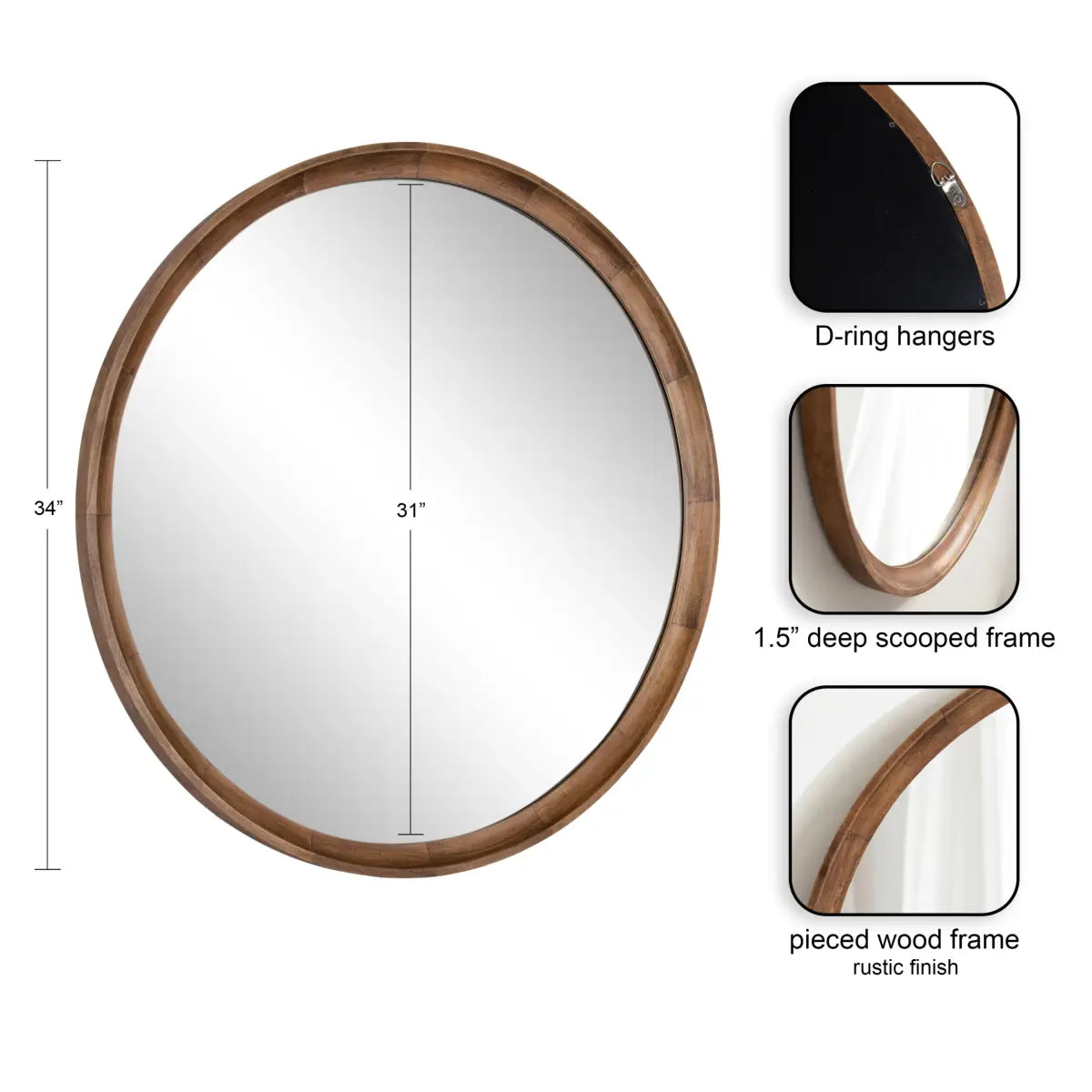 Hatherleigh Round Wood Wall Mirror - kateandlaurel