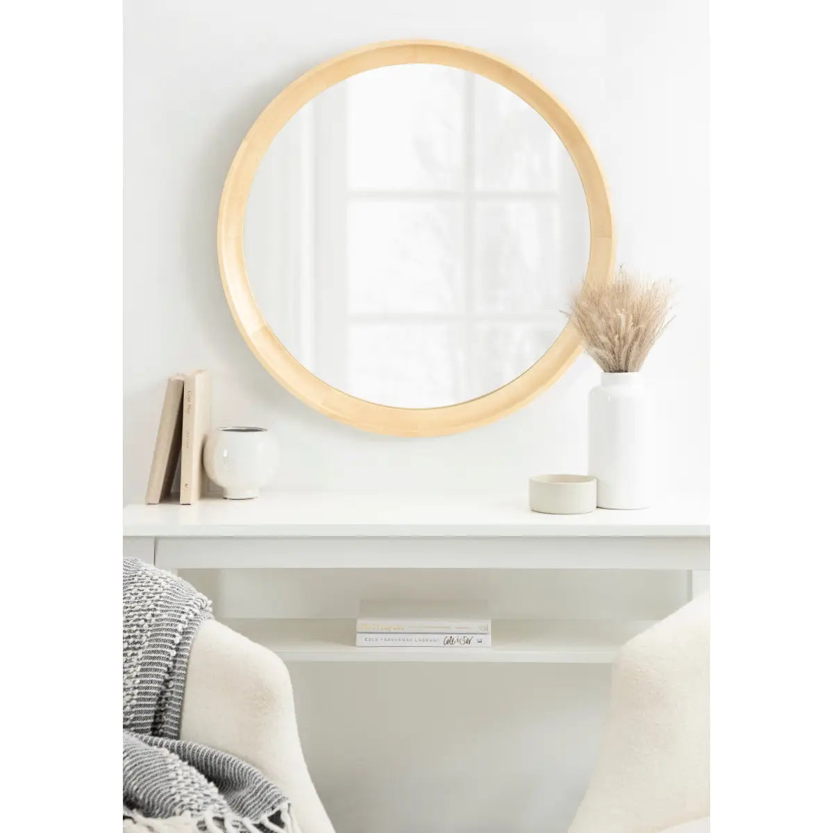Hatherleigh Round Wood Wall Mirror - kateandlaurel