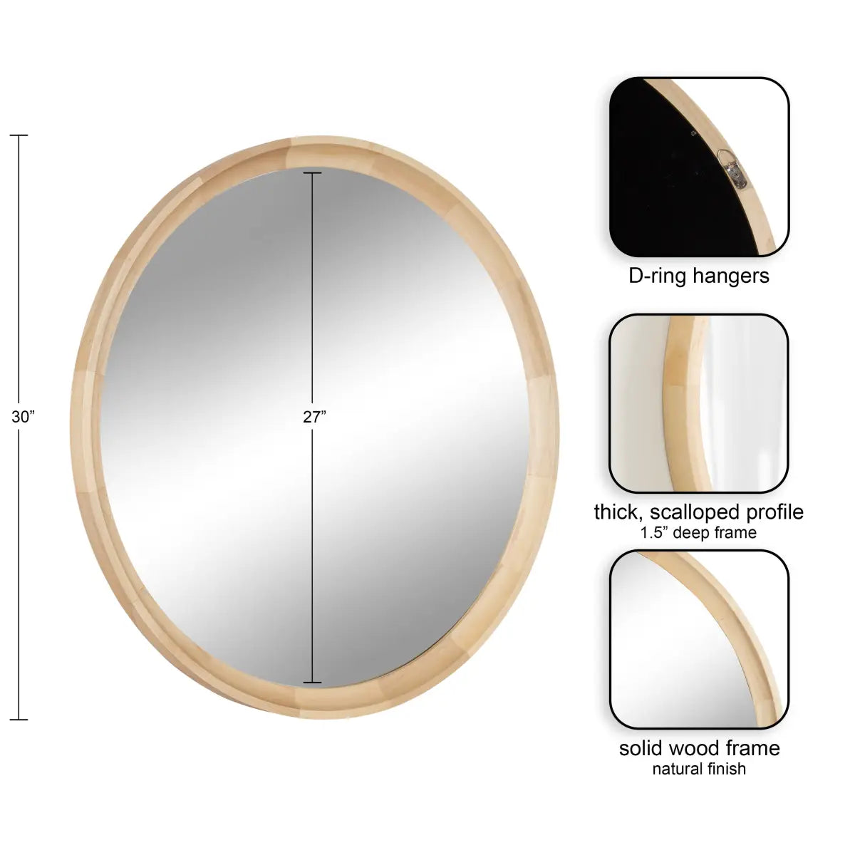 Hatherleigh Round Wood Wall Mirror - kateandlaurel