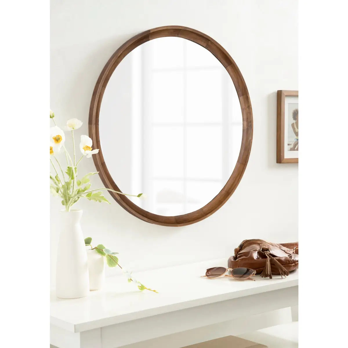 Hatherleigh Round Wood Wall Mirror - kateandlaurel